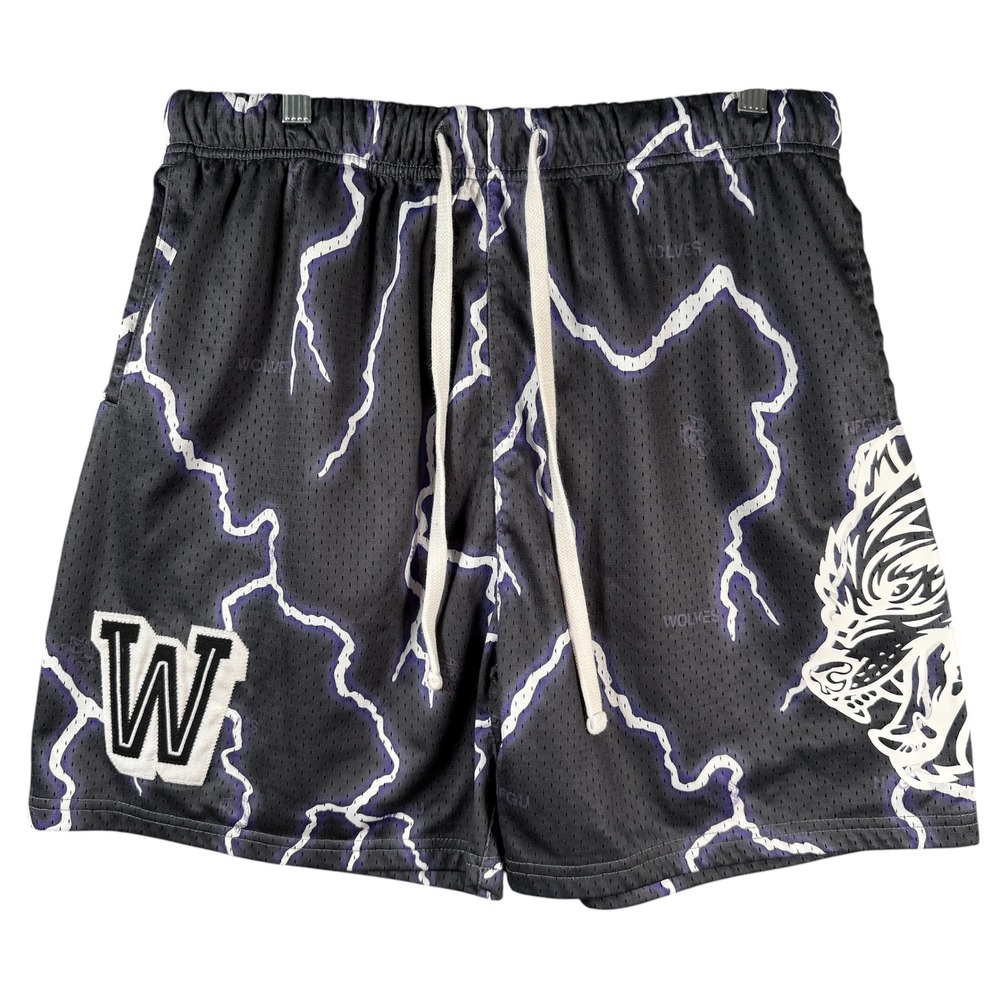 Darc Sport Wolves Lightning Mesh Shorts Mens Large Gray Purple 184/1000 Gym